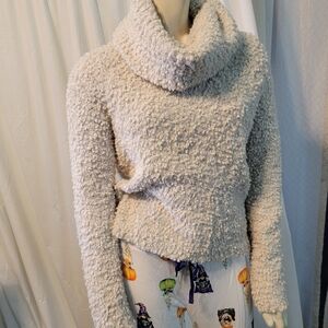 BOHO HIPPIE Pink Republic Minky Plush Knit Cowl Neck Long Sleeve Sweater Sz M